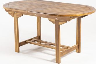 EDÈN JARDÍ Mesa ovalada de jardín extensible de madera de teca 160 a 210 cm