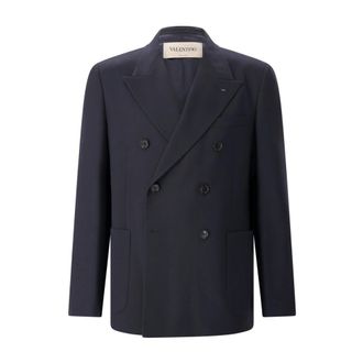 Valentino Jassen, Heren, Blauw, M, Wol, Dubbelrijige Blazer
