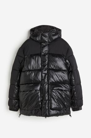 H&M Oversized Puffer-Jacke - Schwarz