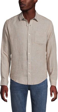 Lands End Long Sleeve Linen Shirt in Pale Desert Tan at Nordstrom, Size Xlt