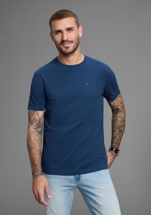 Bruno Banani T-Shirt BRUNO BANANI, Herren, Gr. 4XL (68/70), blau, Single Jersey, Obermaterial: 100% Baumwolle, washed, slim fit, Rundhals, Shirts T-Shirt, Gewasche