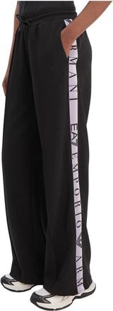 Emporio Armani Pantalone in Jersey Logato - Dames - Wijde Broeken - Zwart - XS - Broeken