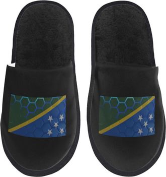 Generic Fuzzy Slippers Flag Of The Solomon Islands Home Slippers Unisex Flat Slides For Winter Hotel Bedroom M