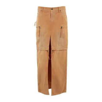 Dsquared2 Utility Distressed Long Skirt - female - Dsquared2 - Midi Skirts - Beige - M - Skirts