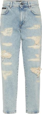 Philipp Plein Jeans Mom Fit - Dames - Cropped Jeans - Blauw - W27 - Denim - Jeans