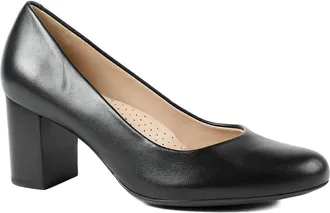 Jones Bootmaker Womens Xantara Leather Block Heel Court Shoes - Black - Size UK 3.5