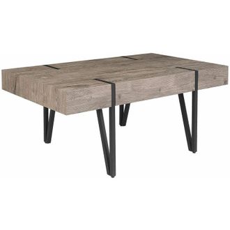Beliani Tavolino da Caff&egrave; Moderno in Legno Scuro Gambe in Metallo 100 x 60 cm Adena