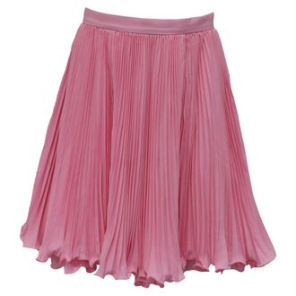 Balmain Pleated Ruffled Mini Skirt in Pink Polyester