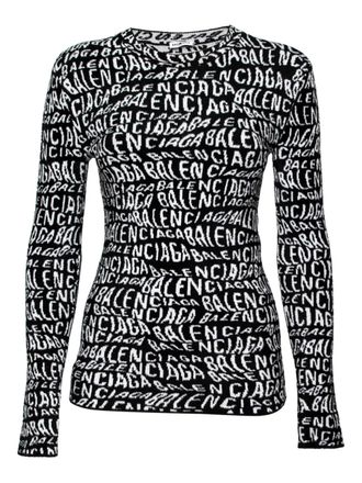 Balenciaga logo-print top - Black