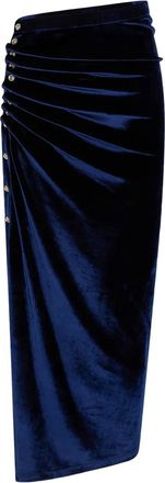 Paco Rabanne Gonna midi con ruches - P432 BLUE