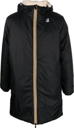 K-Way logo-embroidered parka coat - men - Polyester/Polyamide/Polyamide - XXXL - Black