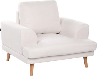 Beliani Sill&oacute;n Estilo Moderno De Tela Reposabrazos Curvados Anchos Sala De Estar Beige Claro Kildal