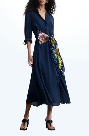 Desigual Long Sleeve Shirtdress in Blue at Nordstrom, Size X-Large