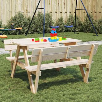 vidaXL Mesa De Picnic Para 4 Ni&ntilde;os Agujero Para Sombrilla Madera Abeto Vidaxl
