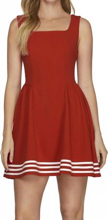 She + Sky Game Day Sleeveless Square Neck Mini Dress In Red