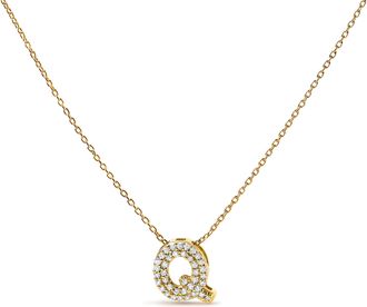 House of Brilliance 10K Gold Diamond Accent A-Z Initial Bubble Pendant Necklace