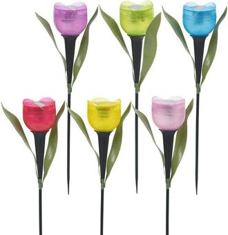 OEM Luces Solares Para Jard&iacute;n, 6 Luces Solares Con Forma De Tulip&aacute;n, Luces Solares Impermeables Para Balc&oacute;n, Jardinera, Macetas Y Decoraci&oacute;n De Patio