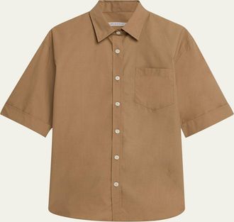 Maria McManus Oversized Short-Sleeve Cotton Twill Shirt