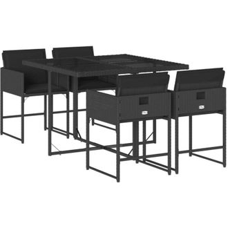 vidaXL Vidaxl - Set De Muebles Jard&iacute;n 5 Pzas Con Cojines Rat&aacute;n Sint&eacute;tico Negro