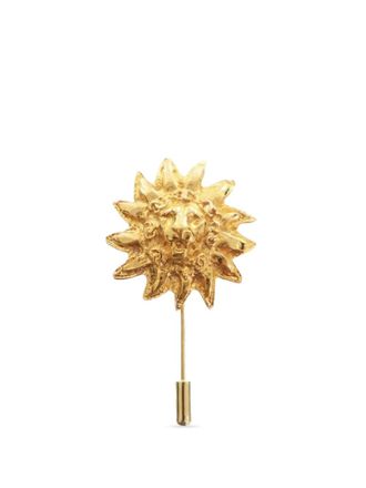 Chanel 1970-1980 Gold Plated Lion Head Pin Brooch costume brooch