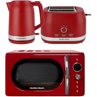 Hamilton Beach Ella Kettle Toaster & Microwave Set Red