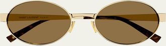 Saint Laurent Feminine Fashion Icons Metal Oval Sunglasses
