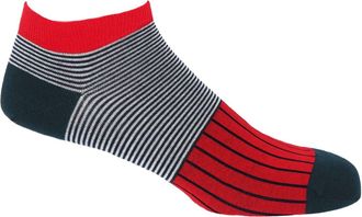 Peper Harow Oxford Stripe Mens Trainer Socks - Scarlet