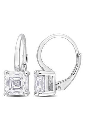 Delmar Asscher Cut Moissanite Lever Back Earrings in White at Nordstrom Rack