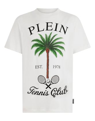 Philipp Plein Round Neck T-Shirt Tennis Club Stones