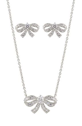 Nadri Bow Necklace & Earrings Set in Rhodium at Nordstrom