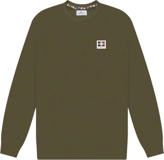 Aquascutum Mens Active Patch Crewneck Army Green Cotton - Size X-Large