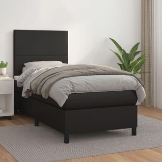 vidaXL Vidaxl - Cama Box Spring Con Colch&oacute;n Cuero Sint&eacute;tico Negro 90x190 Cm