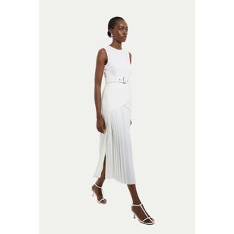 Karen Millen Jersey Pleated Maxi Dress in Ivory at Nordstrom, Size X-Small