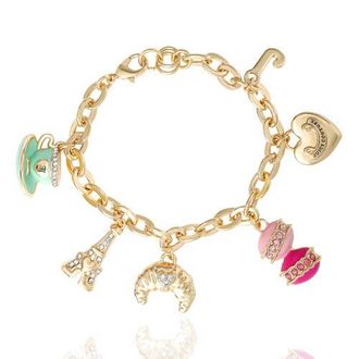 Juicy Couture Paris Travel Charm Bracelet, Macaron, Croissant in Gold Tone at Nordstrom, Size 7.5