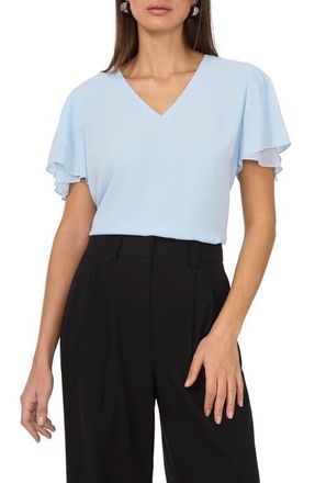 Vince Camuto V-Neck Tulip Sleeve Chiffon Top in Frozen at Nordstrom, Size X-Large