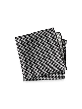 Paul Fredrick Houndstooth Silk Pocket Square in Black/grey at Nordstrom