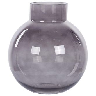 Beliani Florero De Vidrio Gris 22 Cm Jarr&oacute;n Sobremesa Moderno Decoraci&oacute;n Polydrosos