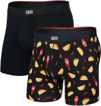 Saxx Vibe Xtra Assorted 2-Pack Boxer Briefs in Flamin Hot/Black at Nordstrom, Size Xx-Large