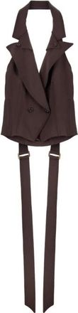 Elisabetta Franchi Chaleco Cruzado con Cuello en V - Jackets - Mujer - Marr&oacute;n - S