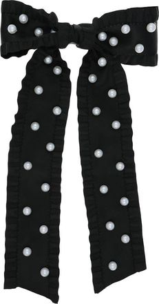 L. Erickson Andrea Imitation Pearl Mini Bow Barrette in Black/Pearl at Nordstrom