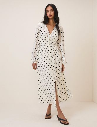 Nobody's Child White Polka Dot Luna Midi Dress