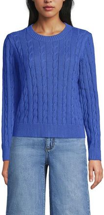 Lands End Cotton Cable Drifter Crewneck Sweater in Clear Blue at Nordstrom, Size X-Large P