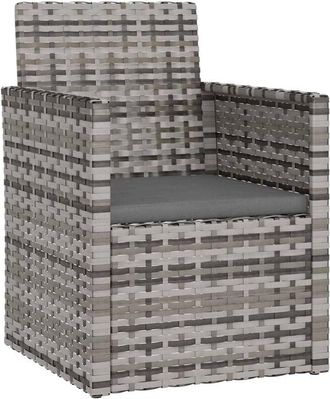 vidaXL Poltrona da Giardino con Cuscino Grigio in Polyrattan vidaXL