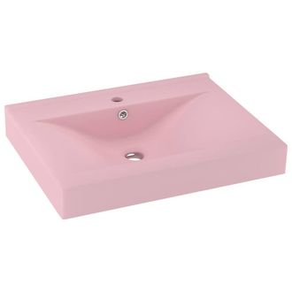 Berkfield Home Luxury Basin with Faucet Hole Matt Pink 60x46 cm Ceramic