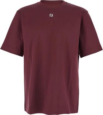Fendi T-shirt met ronde hals - Heren - T-shirts - Rood - S - Katoen - Tops