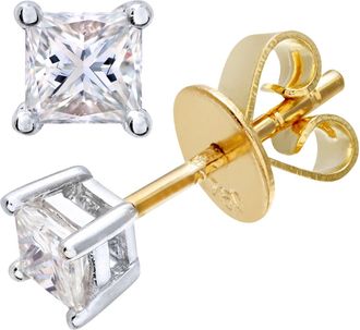 Jewelco London 18ct Gold Princess 1/3ct Diamond Solitaire Stud Earrings - PE0AXL4420Y18JPK