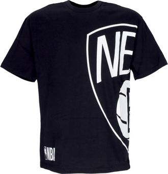 New Era New Era, T-Shirts, male, Black, Size: 2XL Brooklyn Nets Logo Oversized Tee Black/White