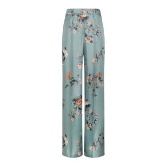Momoni Wide Trousers, female, Multicolor, Size: S Wide-leg silk twill pants with French pockets