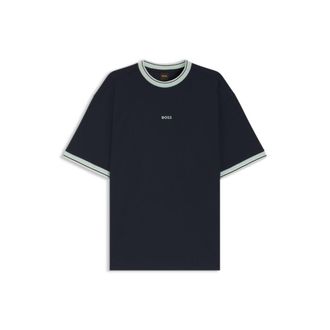 BOSS Relaxed-fit T-shirt in cotton with striped trims