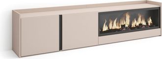 Skraut Home Skraut Home - Mueble Tv, Televisi&oacute;n, Muebles De Sal&oacute;n, Almacenaje, 212x35x50cm, Para Tv Hasta 80, Chimenea El&eacute;ctrica Xxl, Estilo Moderno, Beige